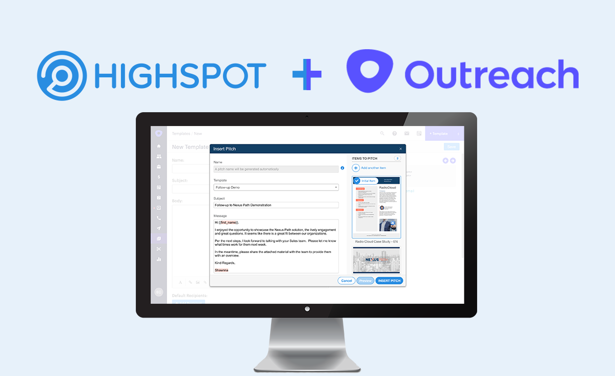 graphic showing highspot and outreach integration