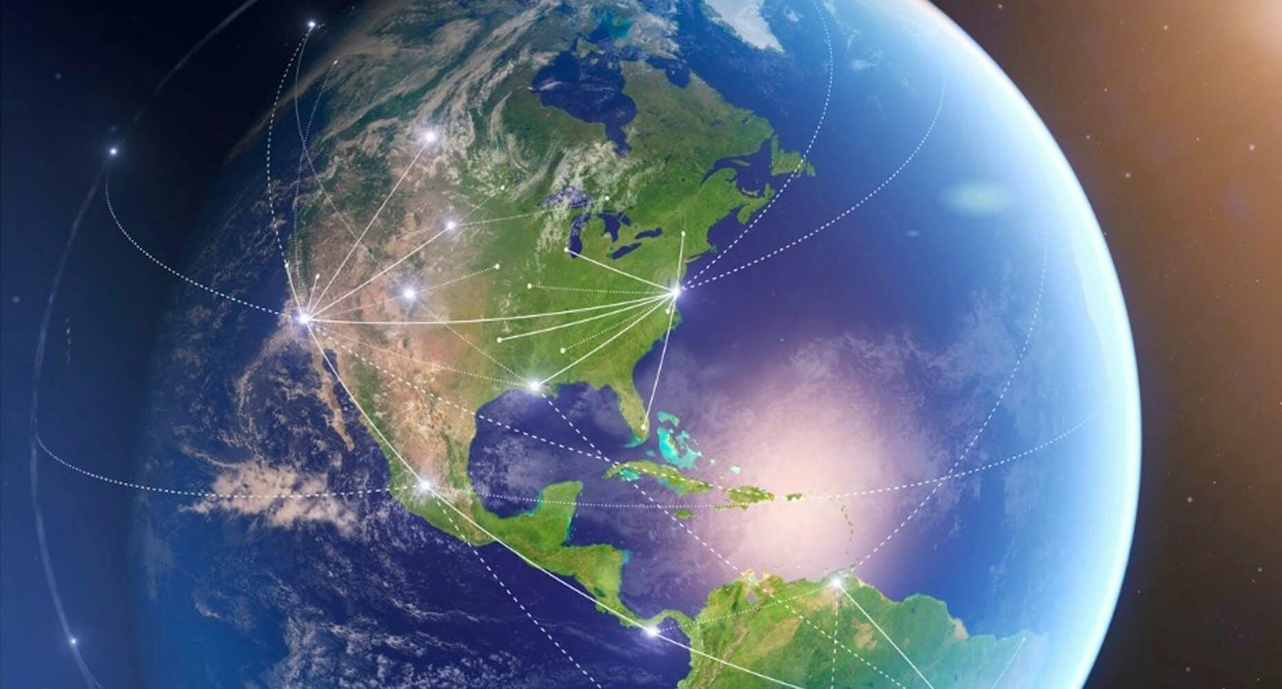 Interconnected world seen from space