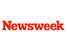 Newsweek logo, red text