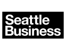 Seattle Business logo, black box with white text