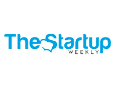 The Startup Weekly company logo, blue and black text
