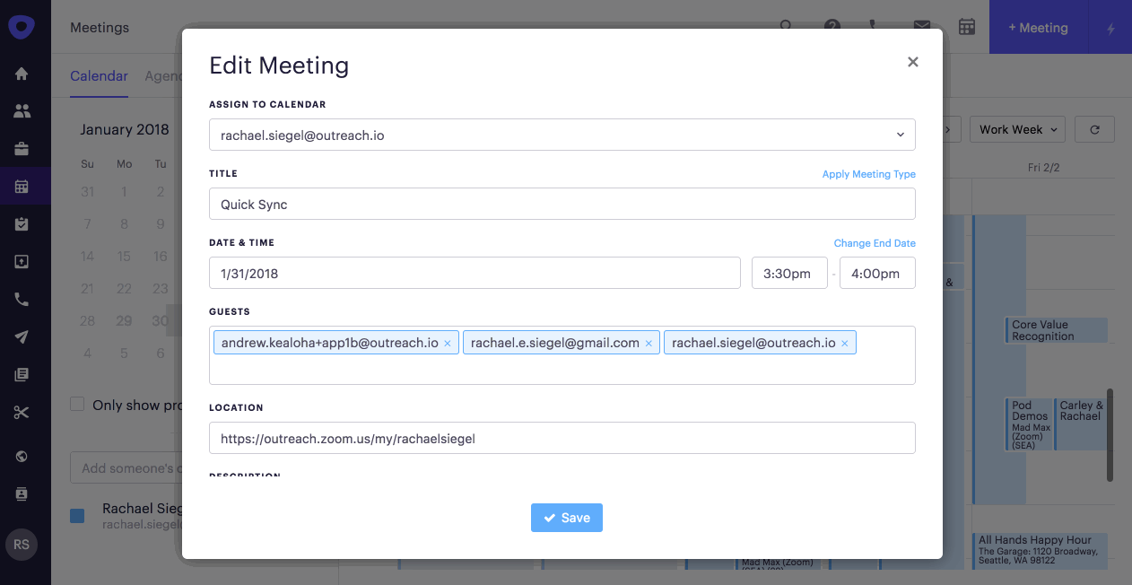 gif showing meeting reassigning in outreach