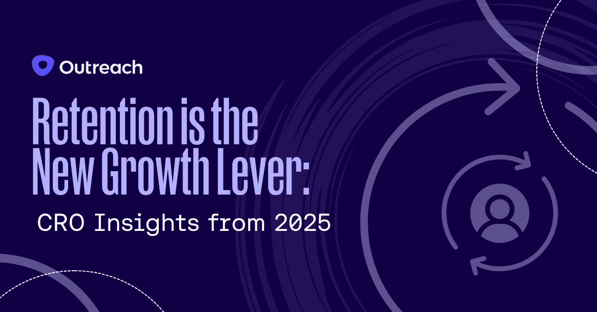 Dark blue background with purple concentric circles with text “Retention is the New Growth Lever: CRO Insights from 2025