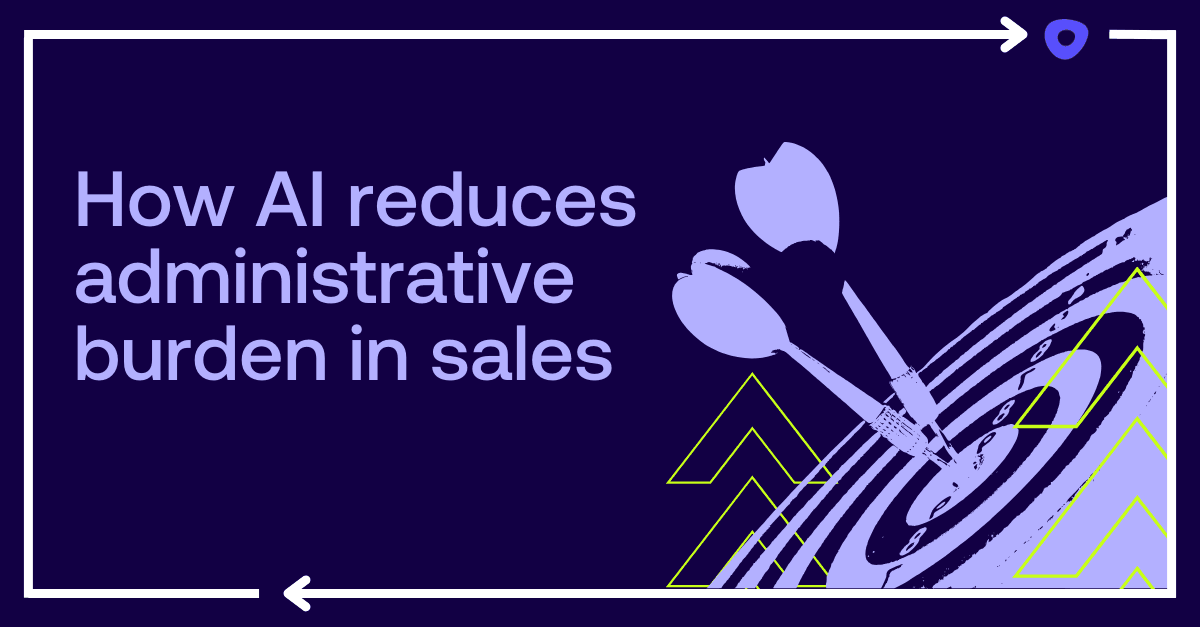 Dark purple feature image with the Outreach logo and the title “How AI reduces administrative burden in sales.”