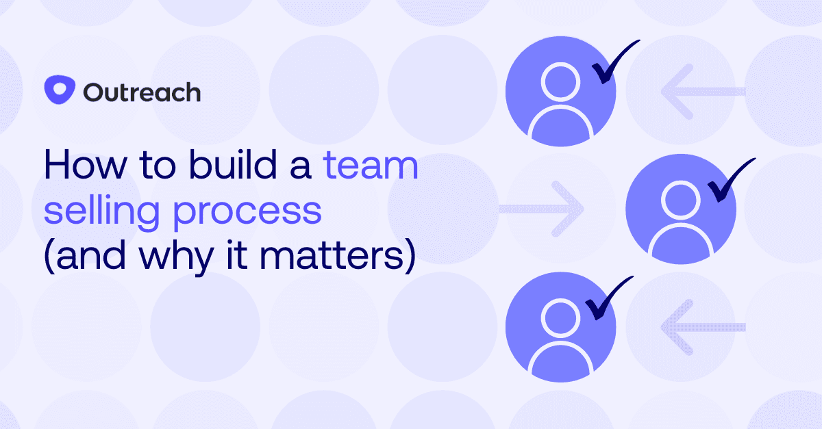Outreach blog header image titled “How to Build a Team Selling Process (and Why It Matters),” showing team member icons and check marks that represent successful collaboration through a defined sales process.
