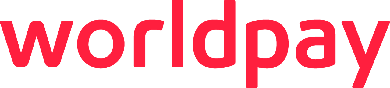 Worldpay logo, written in black and red
