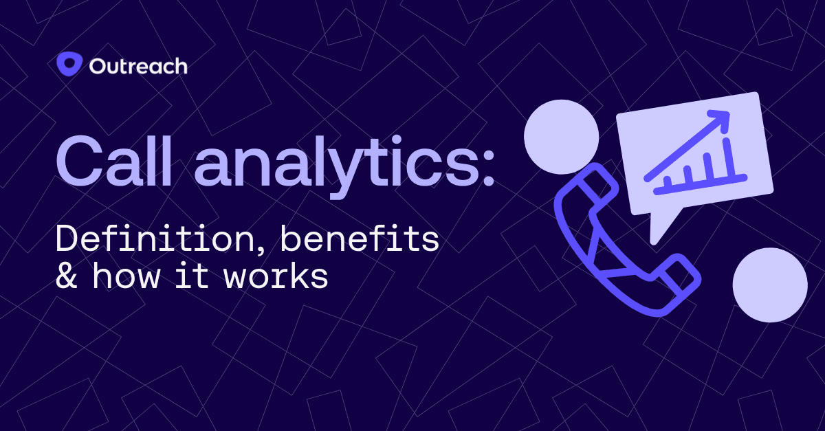 Dark blue background with text "Call analytics: Definition, benefits, and how it works" with phone call and graph icon on the right