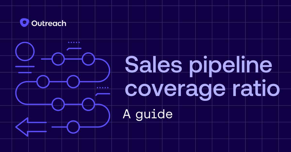 Dark background with pipe graphic on the left, and text "Sales pipeline coverage ratio: a guide" on the right.